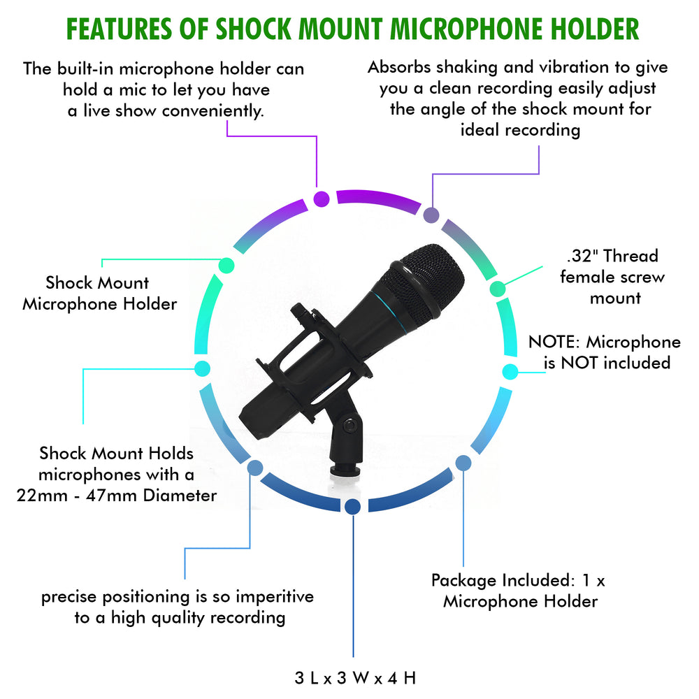 Technical Pro Shock Mount Microphone Holder - Securely Hold and Improve Your Live Shows and Recordings Image 2