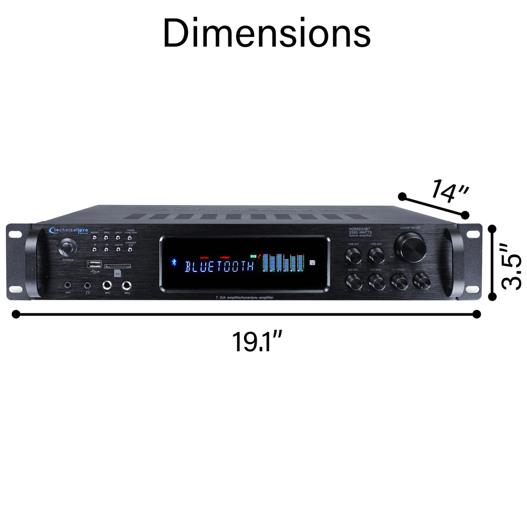 2500W Digital Hybrid Amplifier Bluetooth USB SD Card FM Radio Remote Control Image 3