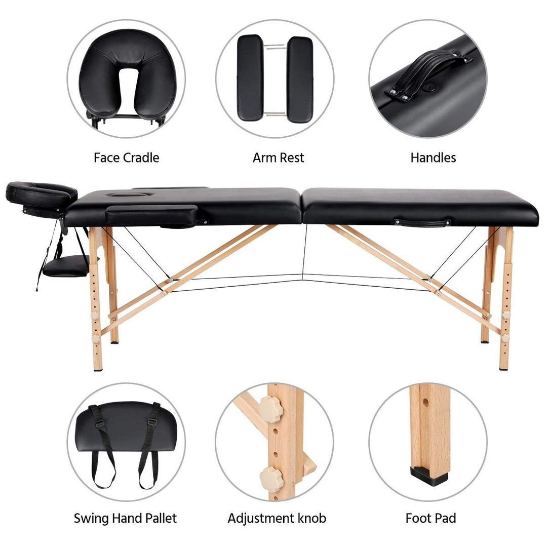 Yaheetech Spa Bed Portable Lash Bed Massage Bed Foldable Spa Tables Adjustable 2 Fold with Non-Woven Bag Black Image 3