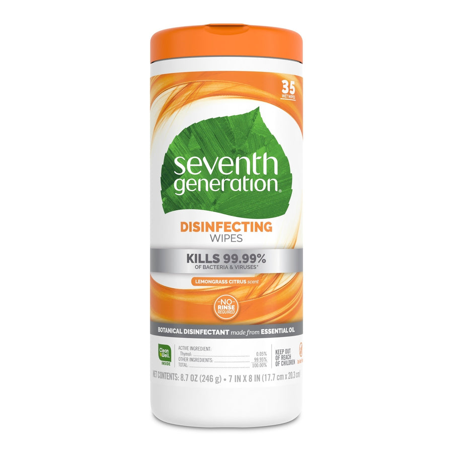 Seventh Generation Lemongrass Thyme Scent Disinfecting Wipes35ct Image 1