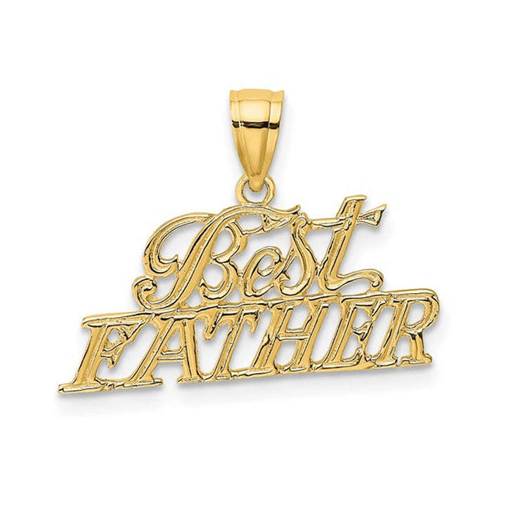 14K Yellow Gold Best Father Charm Pendant (NO CHAIN) Image 1