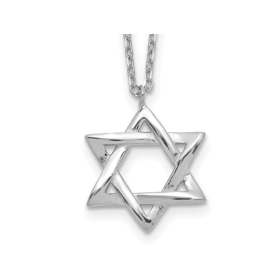 Sterling Silver Star of David Pendant Necklace with Chain (16.5 Inches) Image 1