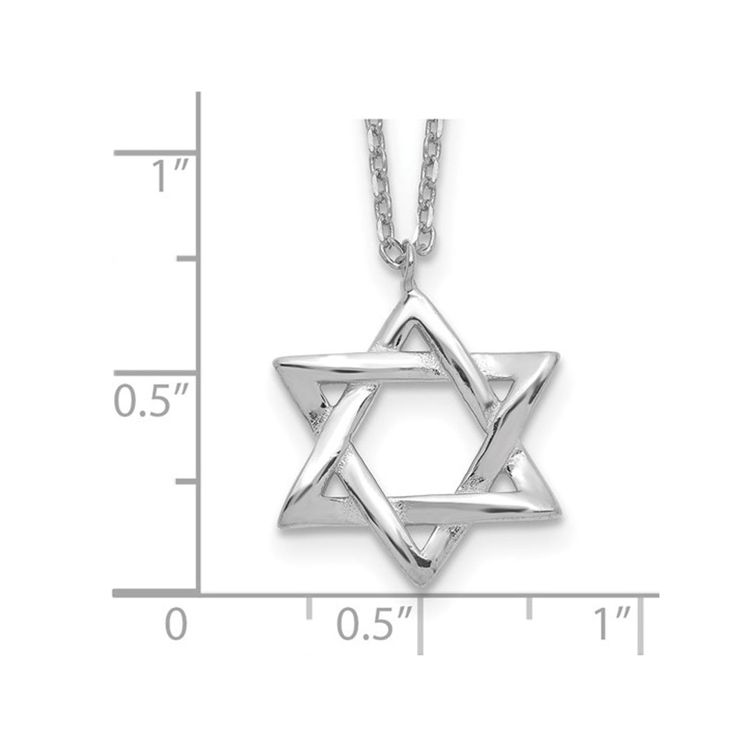 Sterling Silver Star of David Pendant Necklace with Chain (16.5 Inches) Image 4