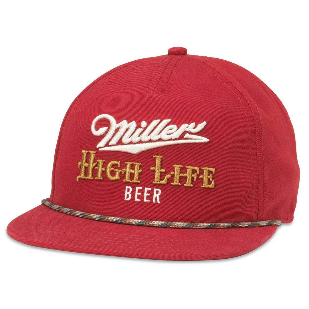 Miller High Life Logo Embroidered Adjustable Patterned Rope Hat Image 1