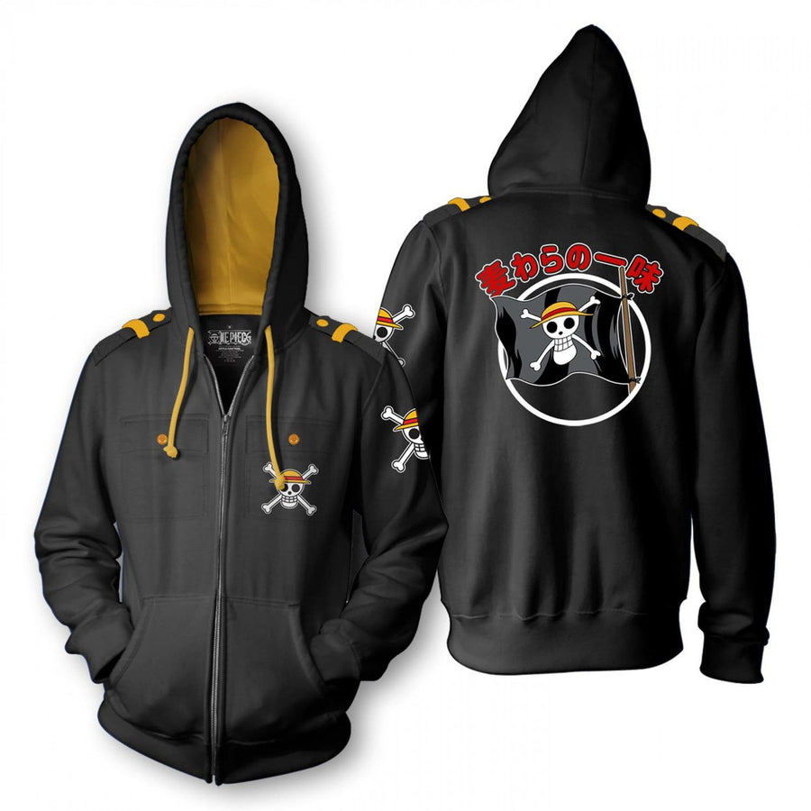 One Piece Straw Hat Military Zip Hoodie Image 1