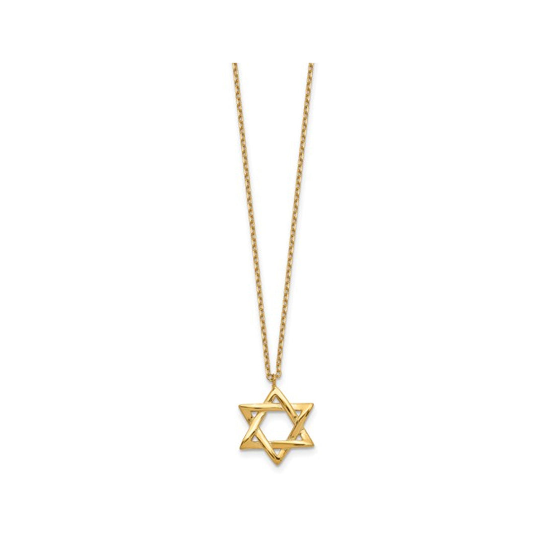 Yellow Plated Sterling Silver Star of David Pendant Necklace with Chain (16.5 Inches) Image 3