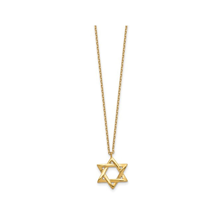 Yellow Plated Sterling Silver Star of David Pendant Necklace with Chain (16.5 Inches) Image 3