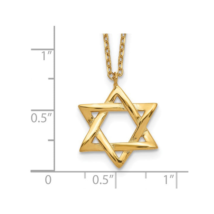 Yellow Plated Sterling Silver Star of David Pendant Necklace with Chain (16.5 Inches) Image 4