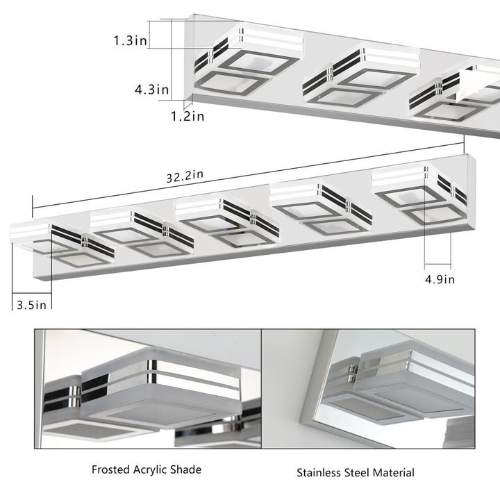 ExBrite LED Modern Chrome Makeup Light 5-Lights Acrylic Chrome Makeup Mirror Light Image 6