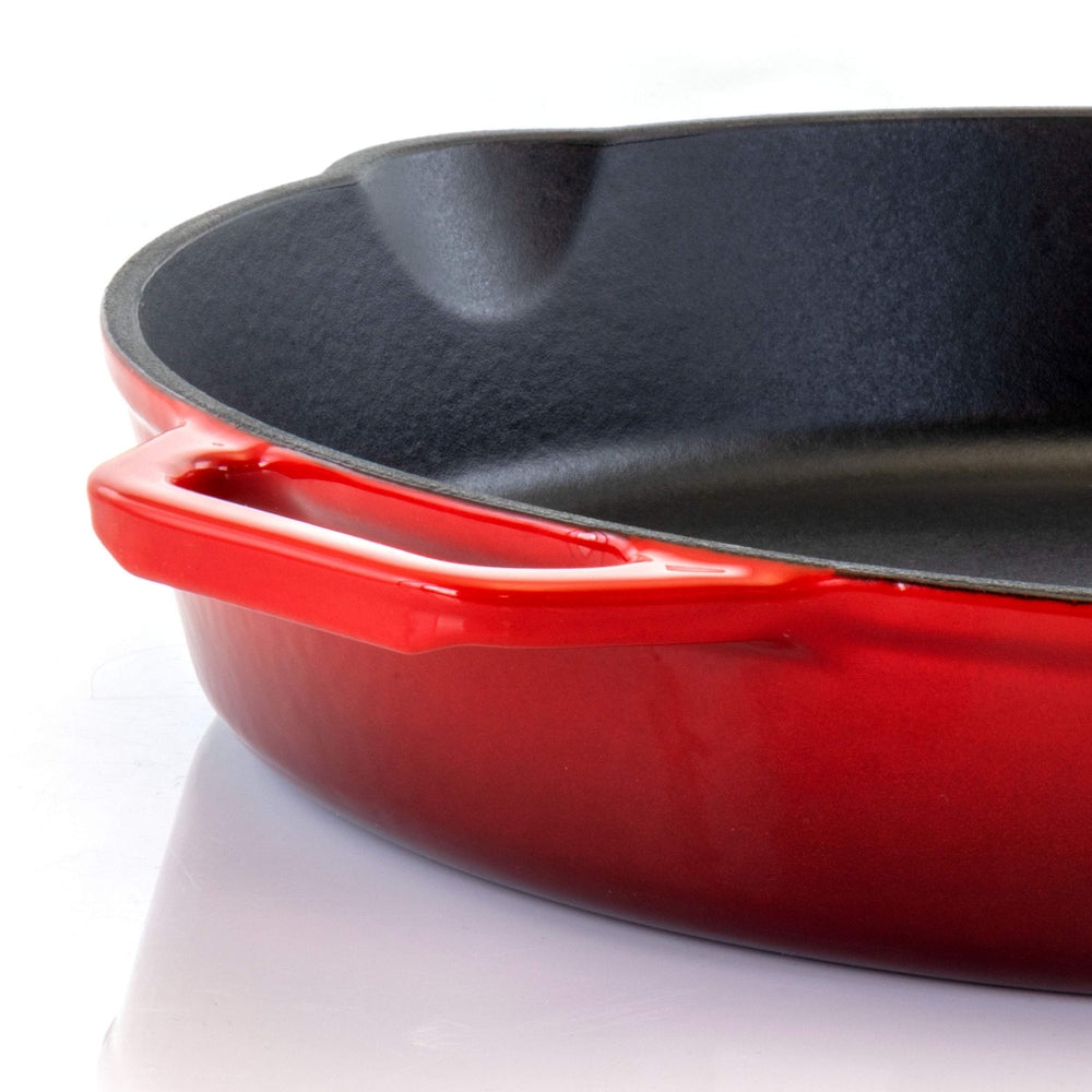 MegaChef 10.25 inch Enameled Cast Iron Skillet Red Cookware Kitchen Tool Image 2