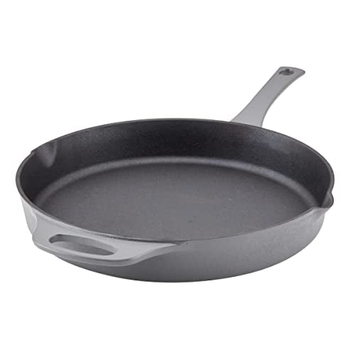 Rachael Ray 12 Inch Cast Iron Skillet Grey Non-Stick Pre-Seasoned Cookware Image 3