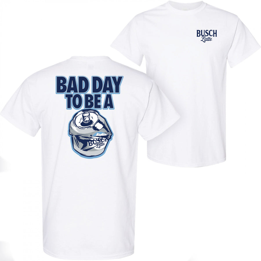 Busch Latte Bad Day To Be a Can White Front and Back Print T-Shirt Image 1