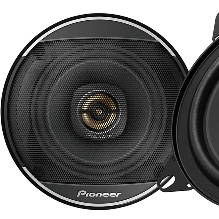 Pioneer TS-A1081F 4 Inch 2-Way Coaxial Car Speakers Black Gold Enhanced Bass Image 3