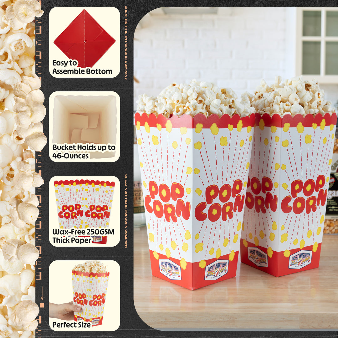 Popcorn Boxes 50-Pack Paper Popcorn Containers 46oz Capacity Wax-Free Popcorn Boxes for Party or Movie Night Supplies Image 4