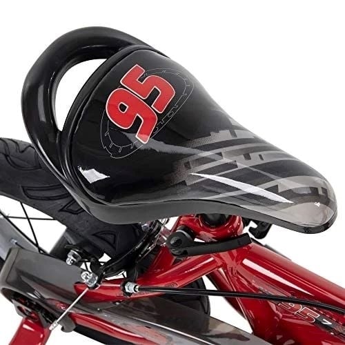 Huffy Disney Cars Kid Bicycle Quick Connect AssemblyHandlebar Plaque with Sounds and Training Wheels12 In. Red- Image 3