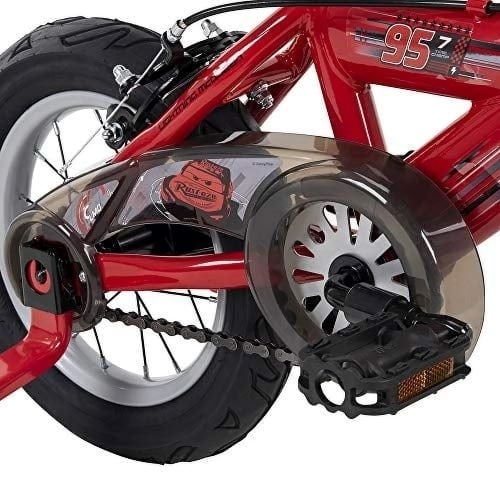 Huffy Disney Cars Kid Bicycle Quick Connect AssemblyHandlebar Plaque with Sounds and Training Wheels12 In. Red- Image 4