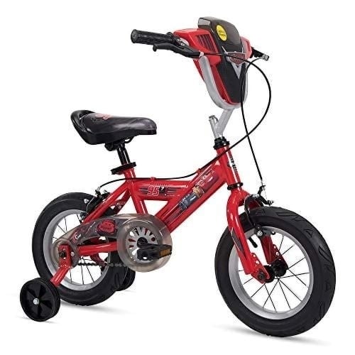 Huffy Disney Cars Kid Bicycle Quick Connect AssemblyHandlebar Plaque with Sounds and Training Wheels12 In. Red- Image 4