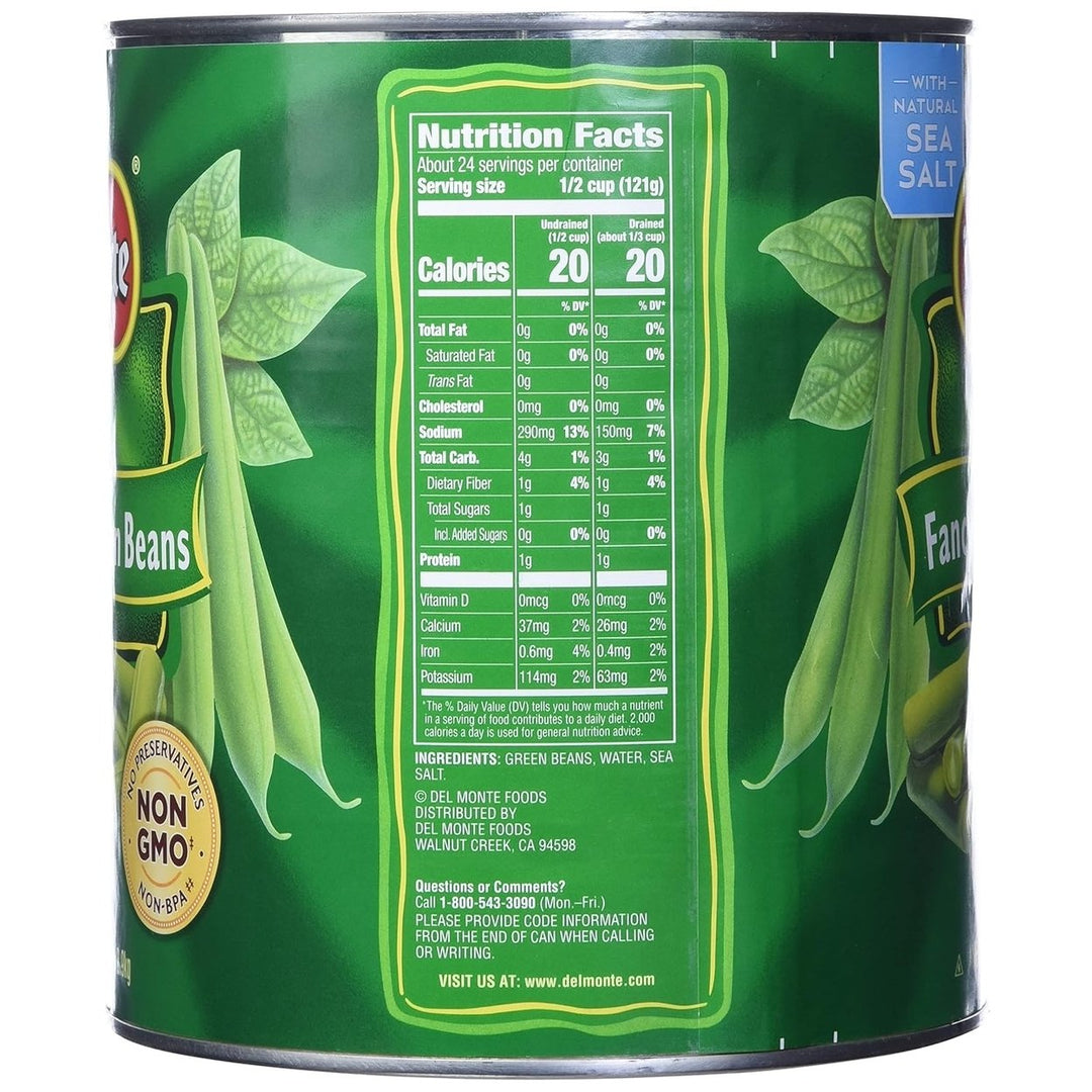 Del Monte Fancy Cut Green Beans - 101 Ounce Image 2