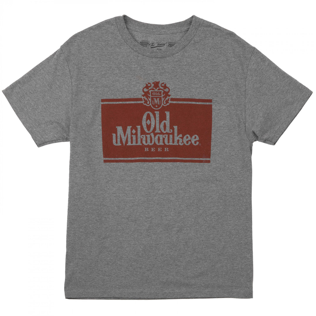 Old Milwaukee Distressed Logo Grey T-Shirt Image 1