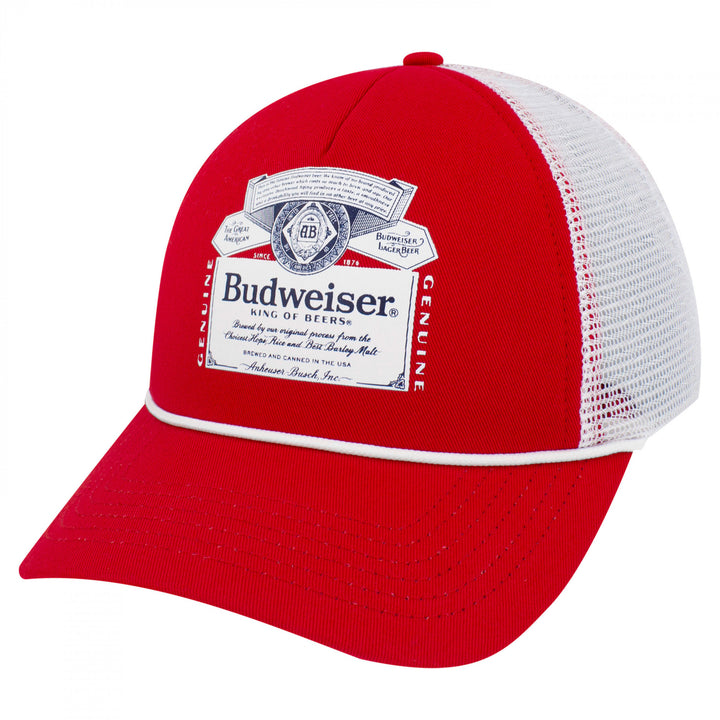 Budweiser Bottle Label Rope Trucker Hat Image 1