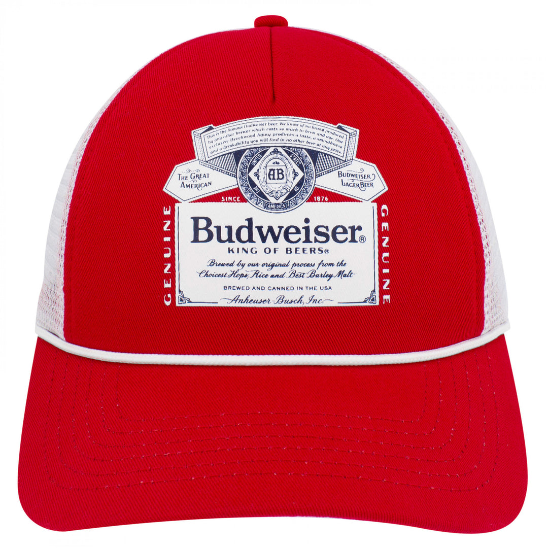 Budweiser Bottle Label Rope Trucker Hat Image 2