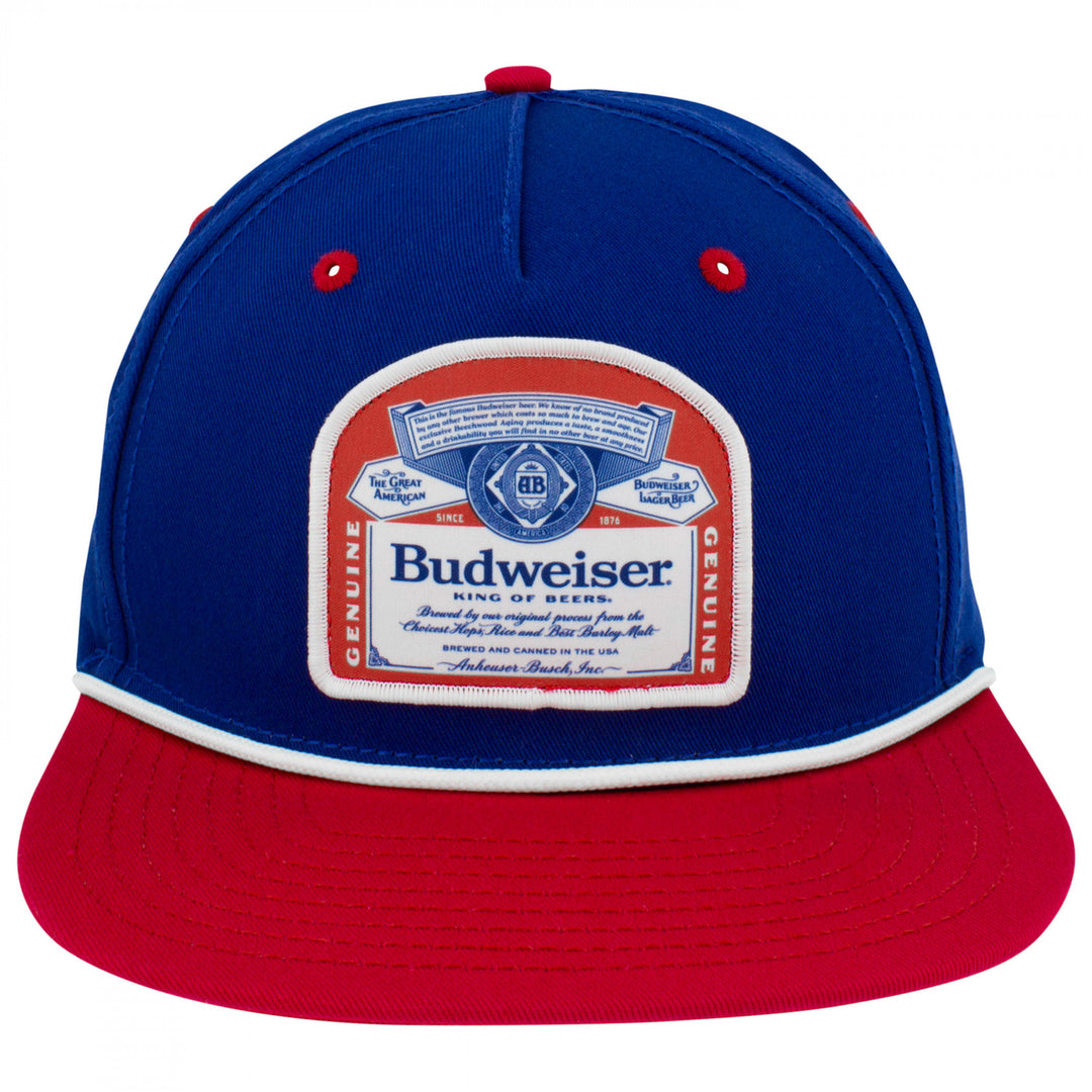 Budweiser Vintage Bottle Label Navy and Red Rope Hat Image 2