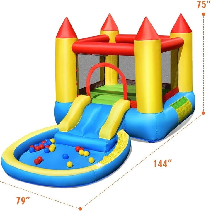 Costzon Inflatable Water Slide Bounce House with Ball Pit and Splash Pool Bouncy Jump Castle for Kids Backyard Fun with Image 4