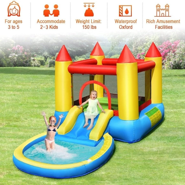 Costzon Inflatable Water Slide Bounce House with Ball Pit and Splash Pool Bouncy Jump Castle for Kids Backyard Fun with Image 6