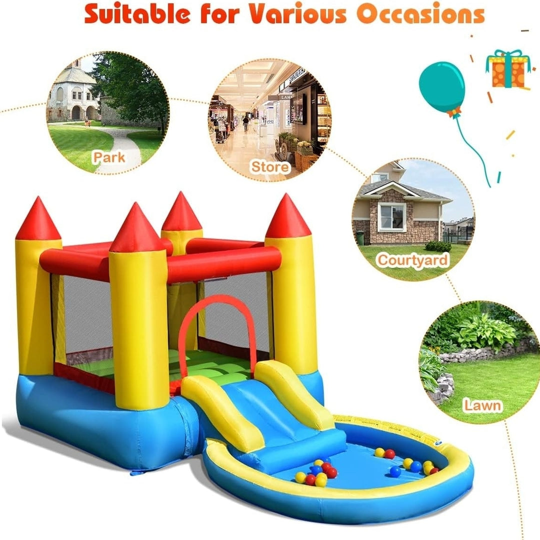 Costzon Inflatable Water Slide Bounce House with Ball Pit and Splash Pool Bouncy Jump Castle for Kids Backyard Fun with Image 7