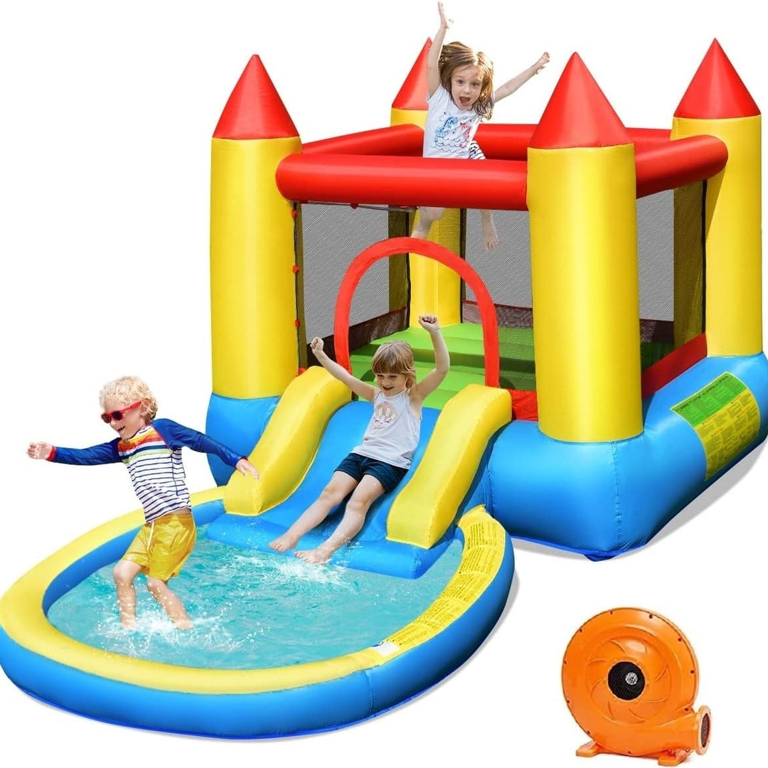 Costzon Inflatable Water Slide Bounce House with Ball Pit and Splash Pool Bouncy Jump Castle for Kids Backyard Fun with Image 9