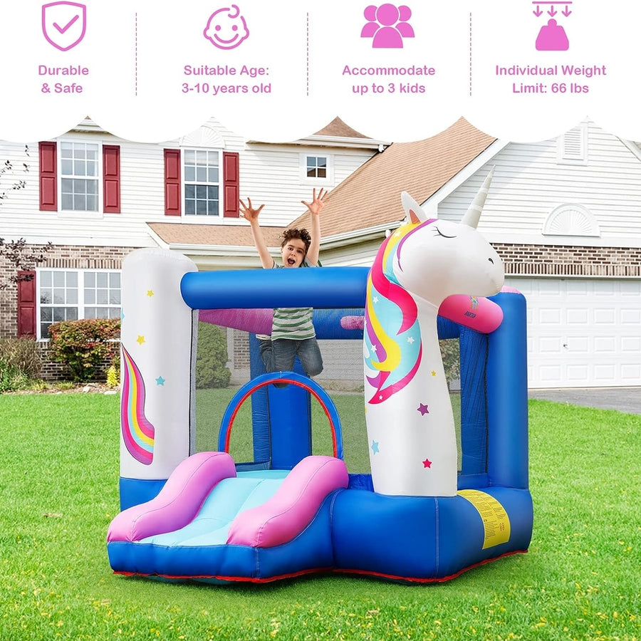 BOUNTECH Inflatable Bounce House Kids Bouncy House with Slide Jumping Area Including 480W Blower Oxford Carry Bag Indoor Image 1