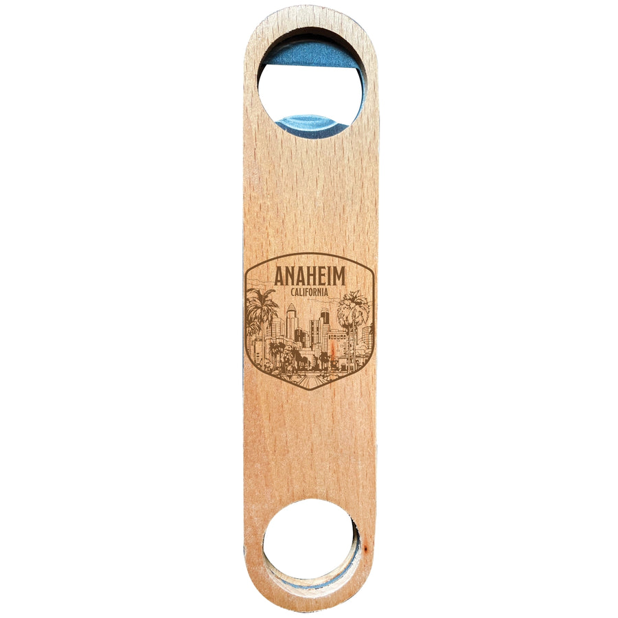 Anaheim California Souvenir Engraved Wooden Bottle Opener Image 1