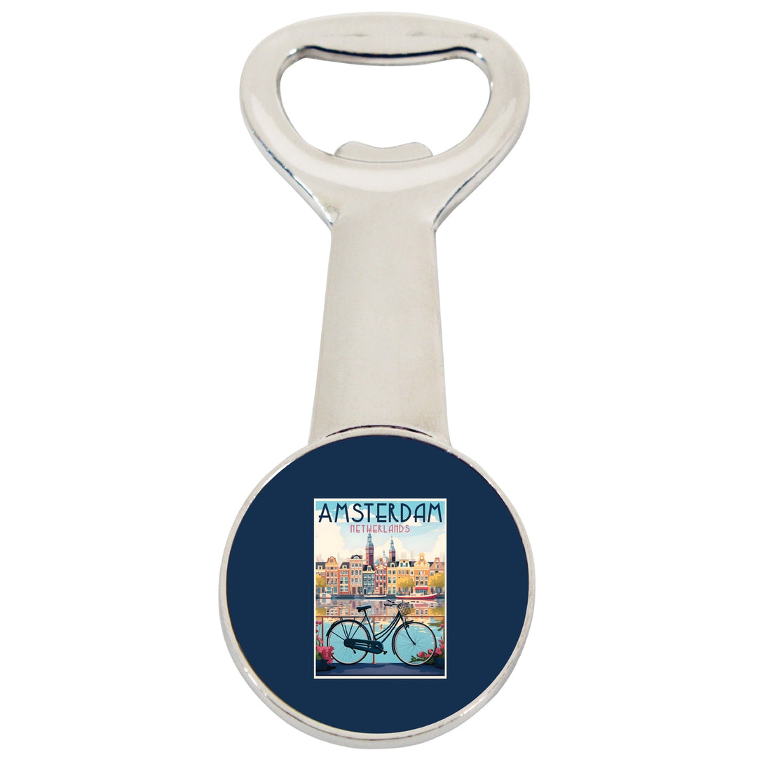 Amsterdam Netherlands Design A Souvenir Magnetic Bottle Opener Image 1