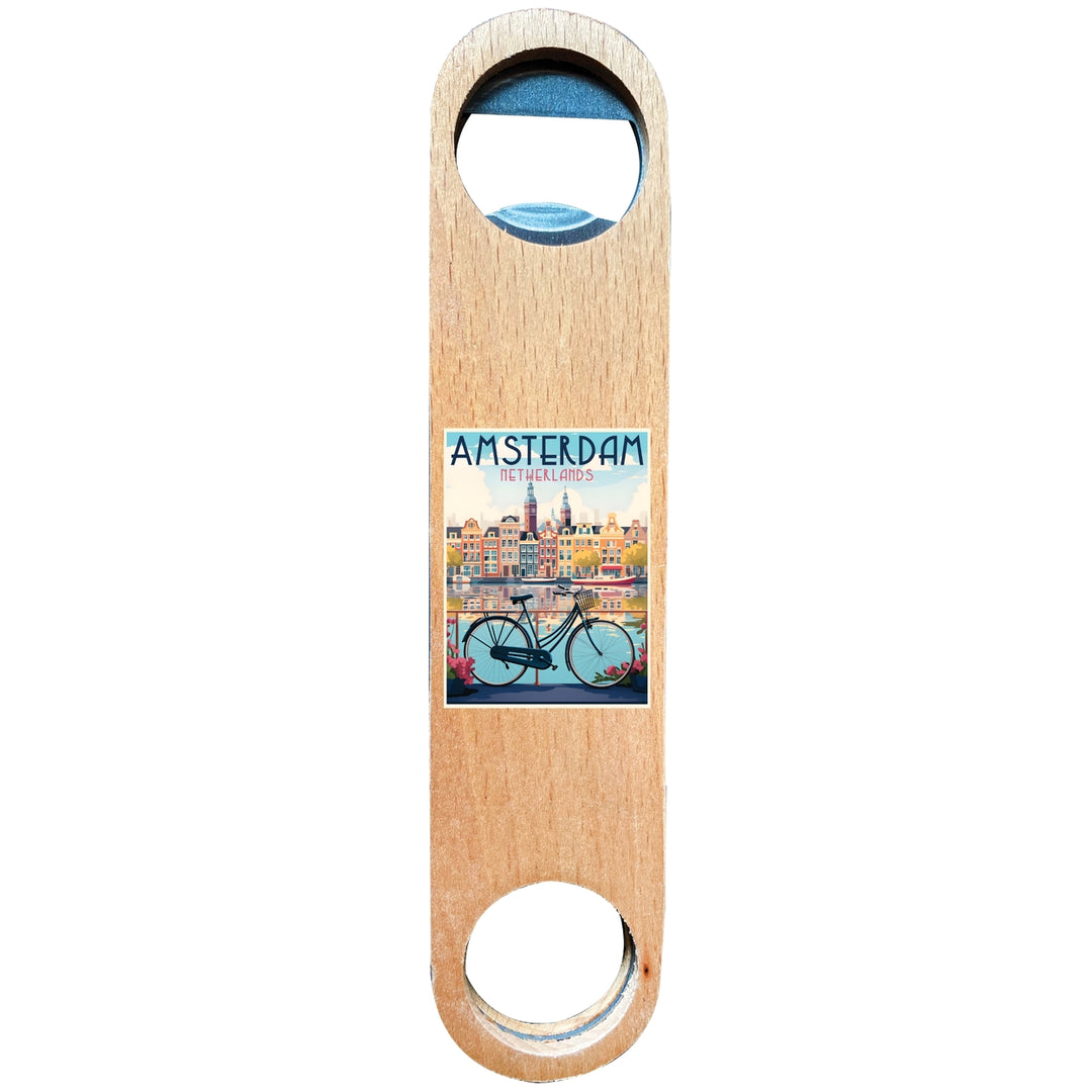 Amsterdam Netherlands Design A Souvenir Wooden Bottle Opener Image 1