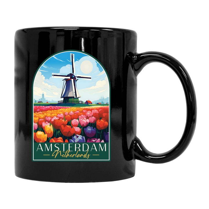 Amsterdam Netherlands Design B Souvenir 12 oz Ceramic Coffee Mug Image 1