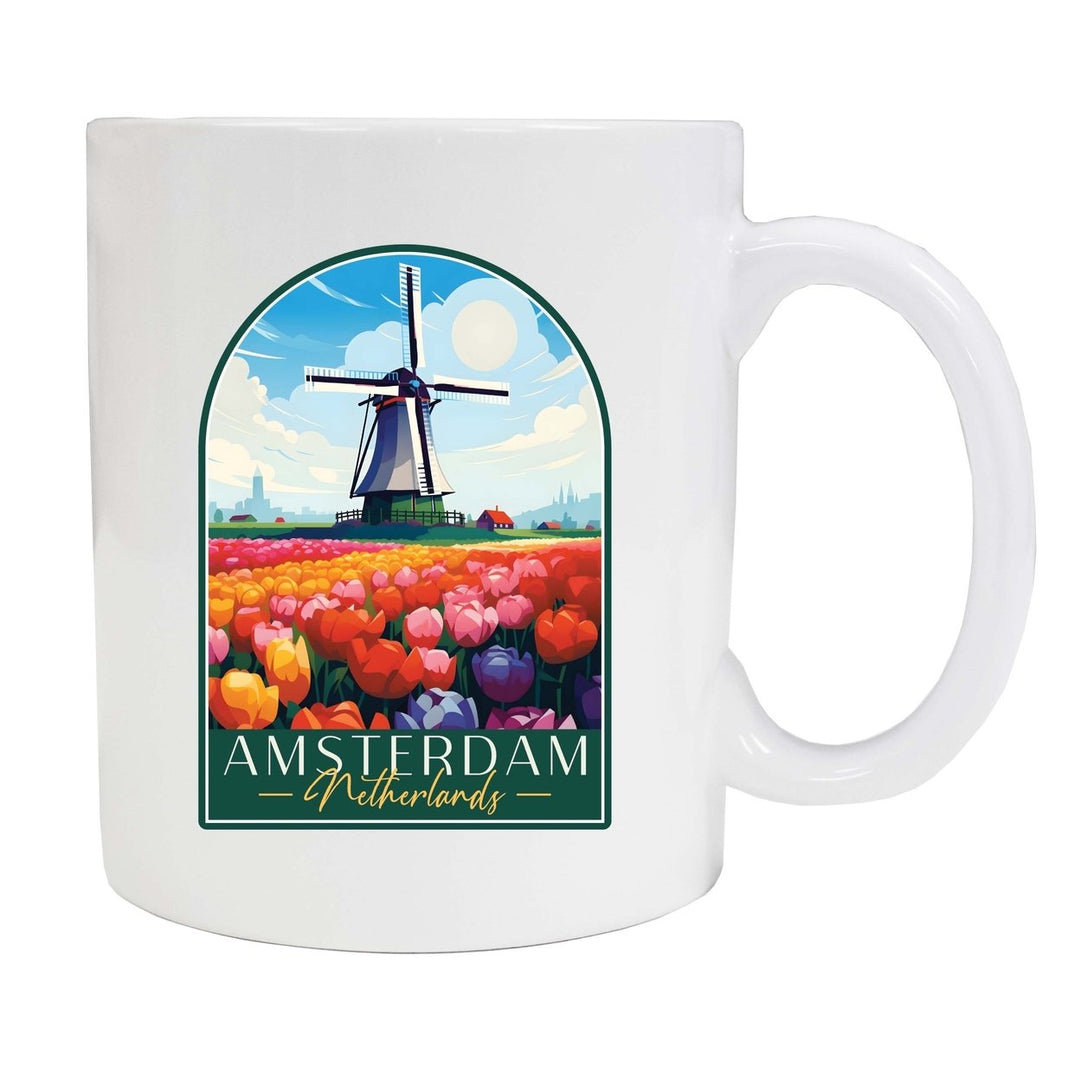 Amsterdam Netherlands Design B Souvenir 12 oz Ceramic Coffee Mug Image 1