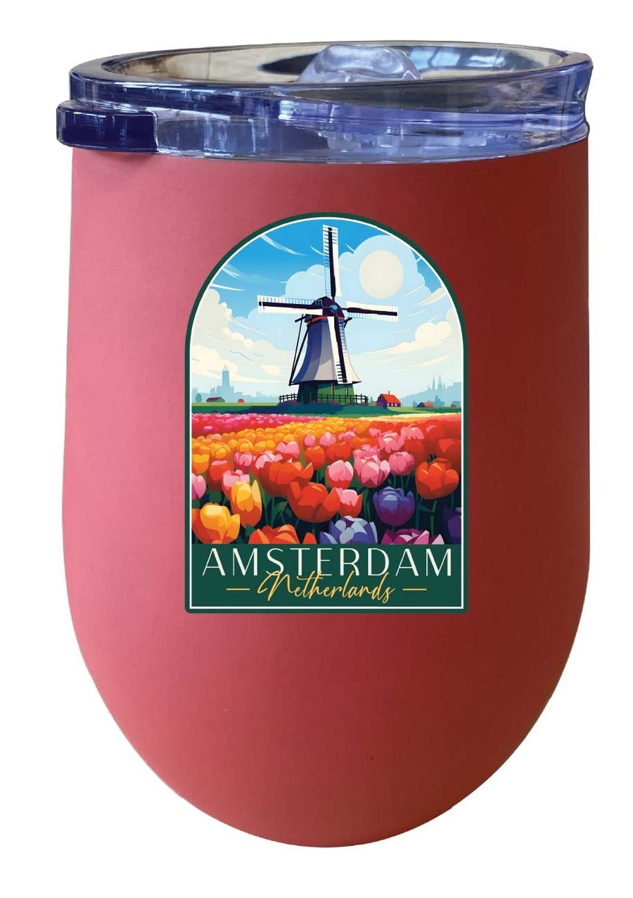 Amsterdam Netherlands Design B Souvenir 12 oz Insulated Wine Stainless Steel Tumbler Image 1