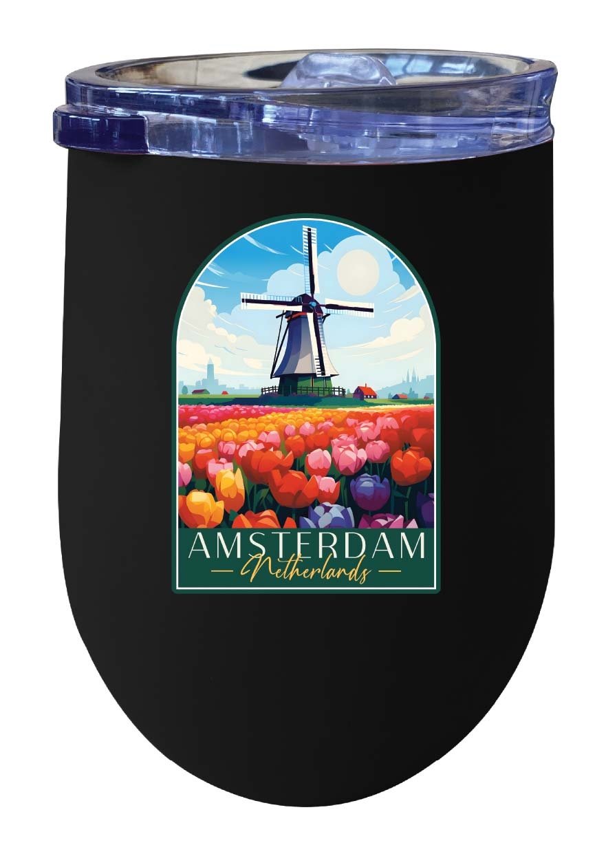 Amsterdam Netherlands Design B Souvenir 12 oz Insulated Wine Stainless Steel Tumbler Image 2