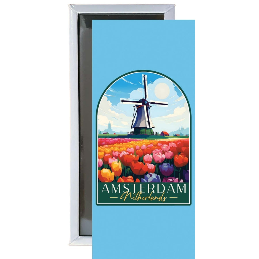 Amsterdam Netherlands Design B Souvenir Fridge Magnet 4.75 x 2 Inch Image 1