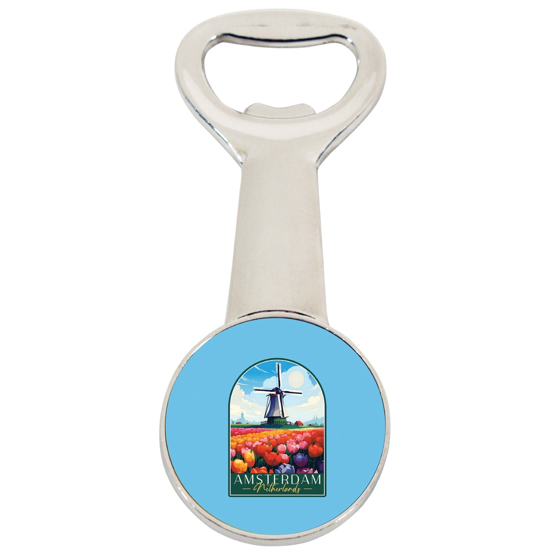 Amsterdam Netherlands Design B Souvenir Magnetic Bottle Opener Image 1