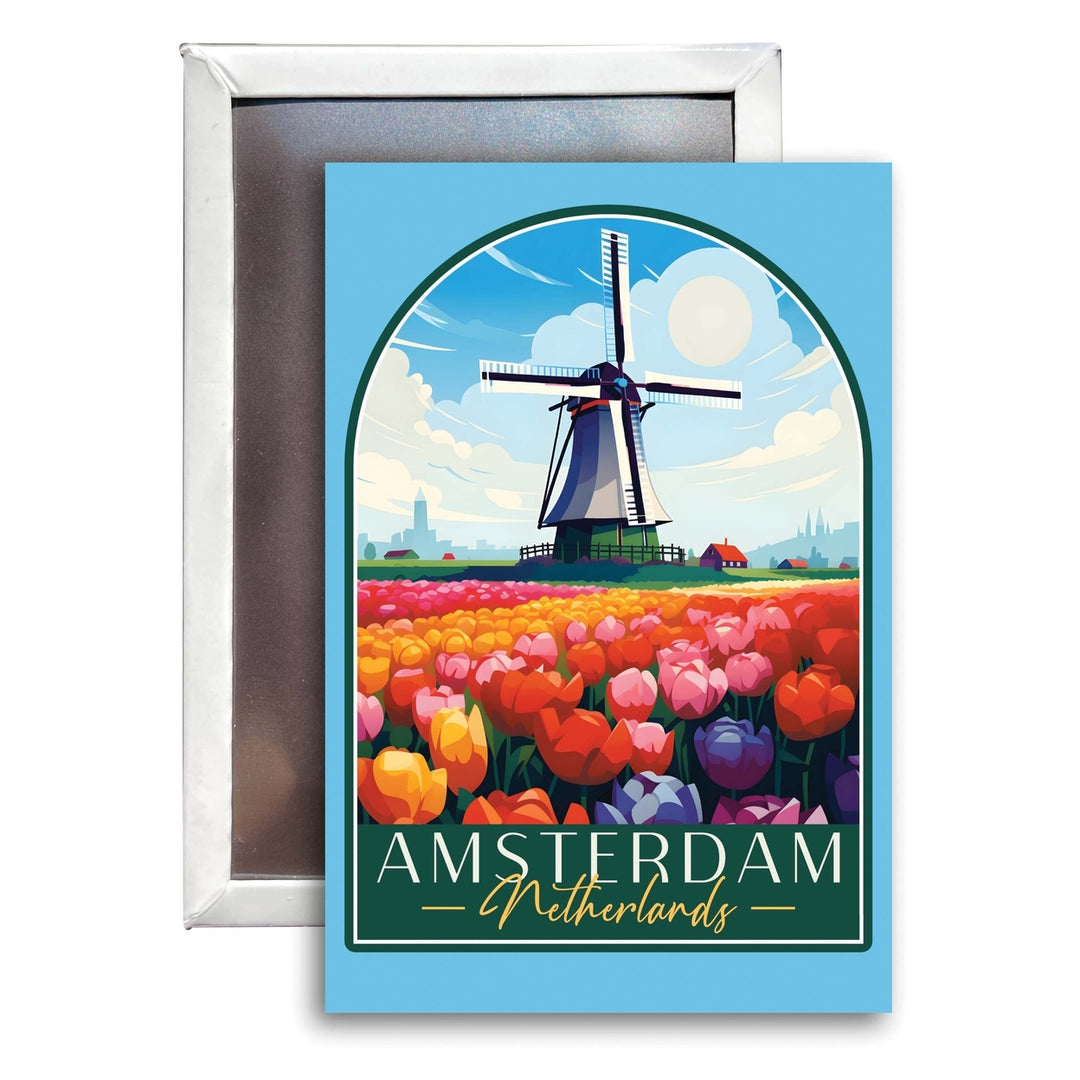 Amsterdam Netherlands Design B Souvenir Refrigerator Magnet 2.5"X3.5" Image 1