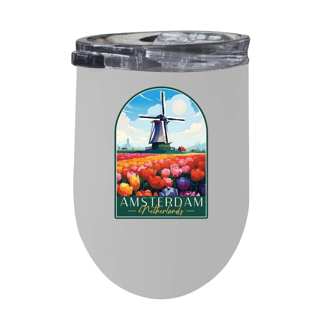 Amsterdam Netherlands Design B Souvenir 12 oz Insulated Wine Stainless Steel Tumbler Image 8