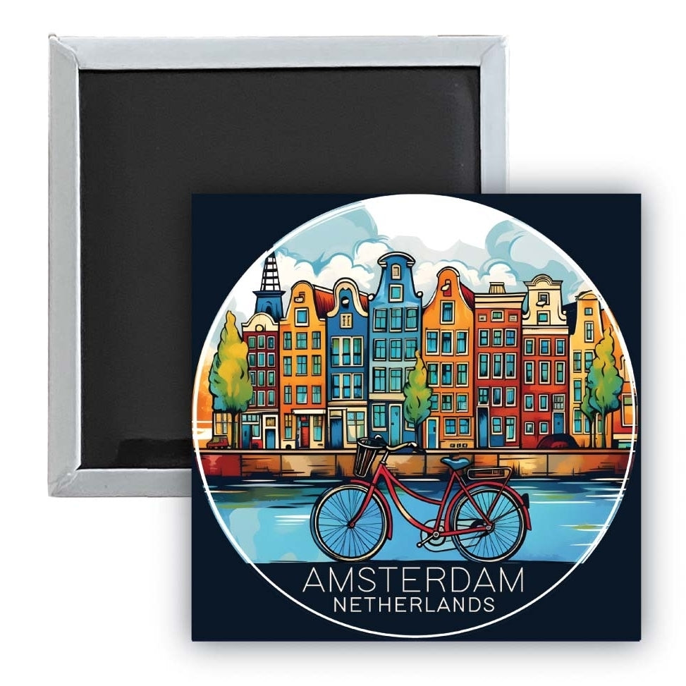 Amsterdam Netherlands Design D Souvenir 2.5 x 2.5-Inch Fridge Magnet Image 1