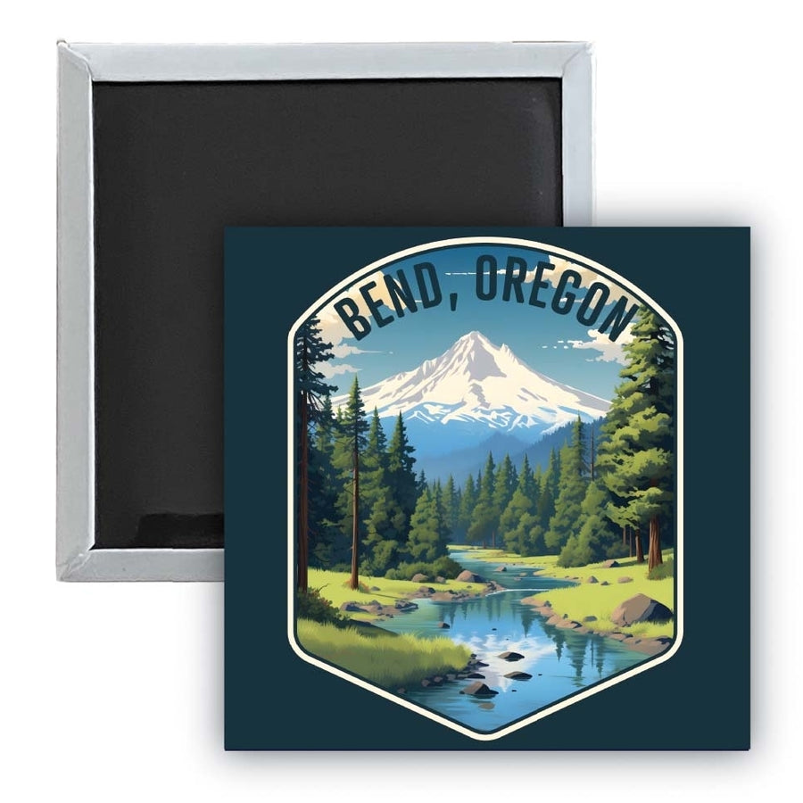 Bend Oregon Design B Souvenir 2.5 x 2.5-Inch Fridge Magnet Image 1