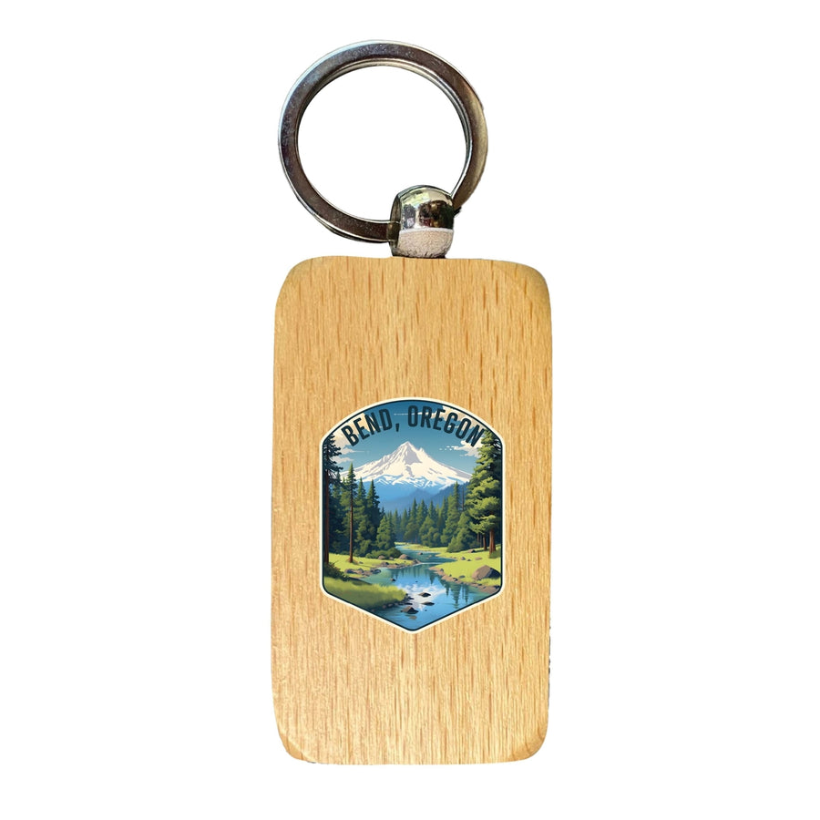 Bend Oregon Design B Souvenir 2.5x1-Inch Souvenir Wooden Keychain Image 1