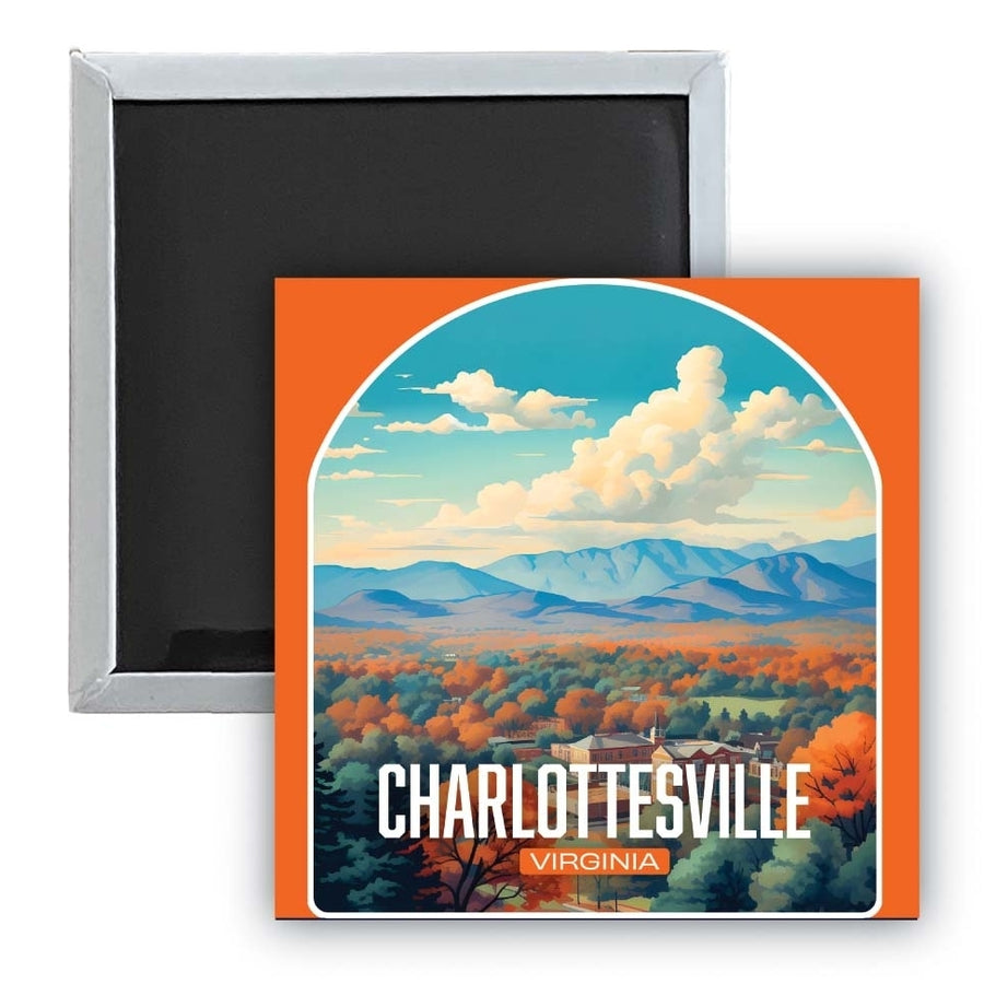 Charlottesville Virginia Design B Souvenir 2.5 x 2.5-Inch Fridge Magnet Image 1