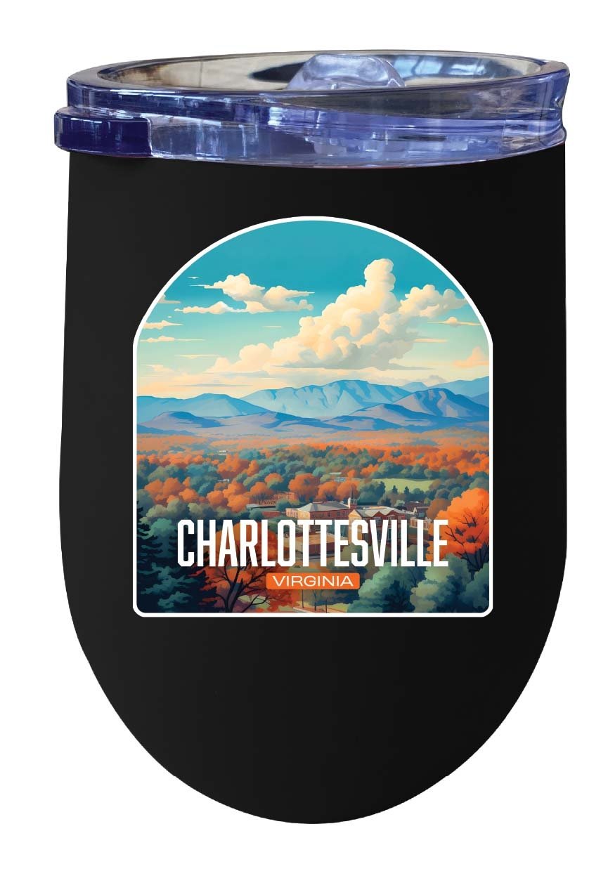 Charlottesville Virginia Design B Souvenir 12 oz Insulated Wine Stainless Steel Tumbler Image 1