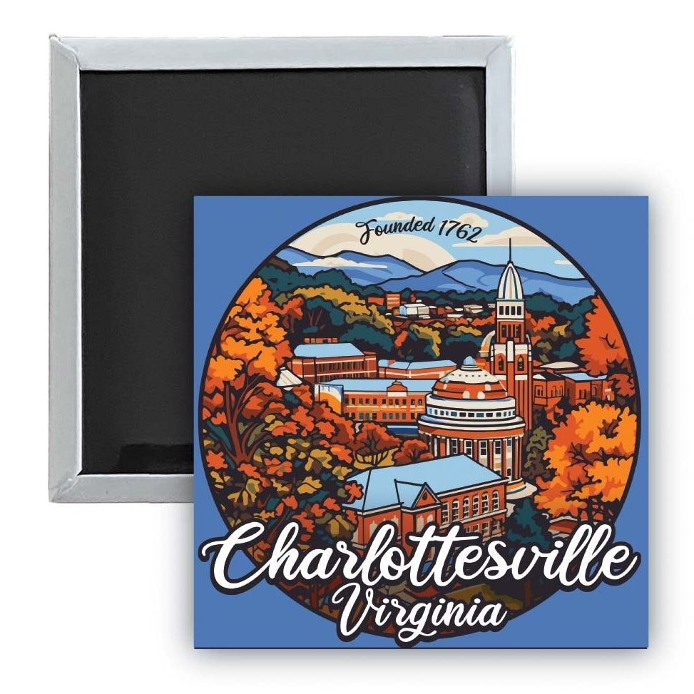 Charlottesville Virginia Design C Souvenir 2.5 x 2.5-Inch Fridge Magnet Image 1