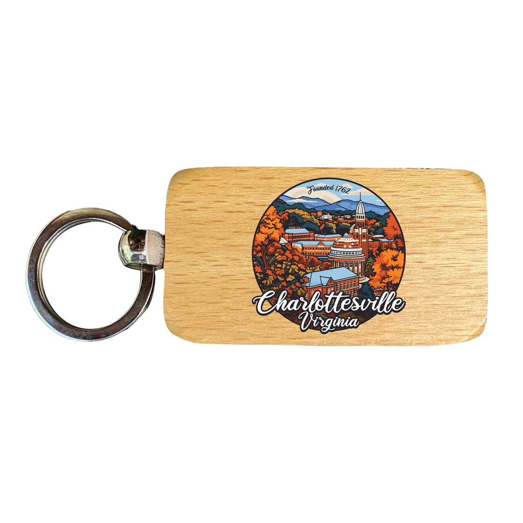 Charlottesville Virginia Design C Souvenir 2.5x1-Inch Souvenir Wooden Keychain Image 1