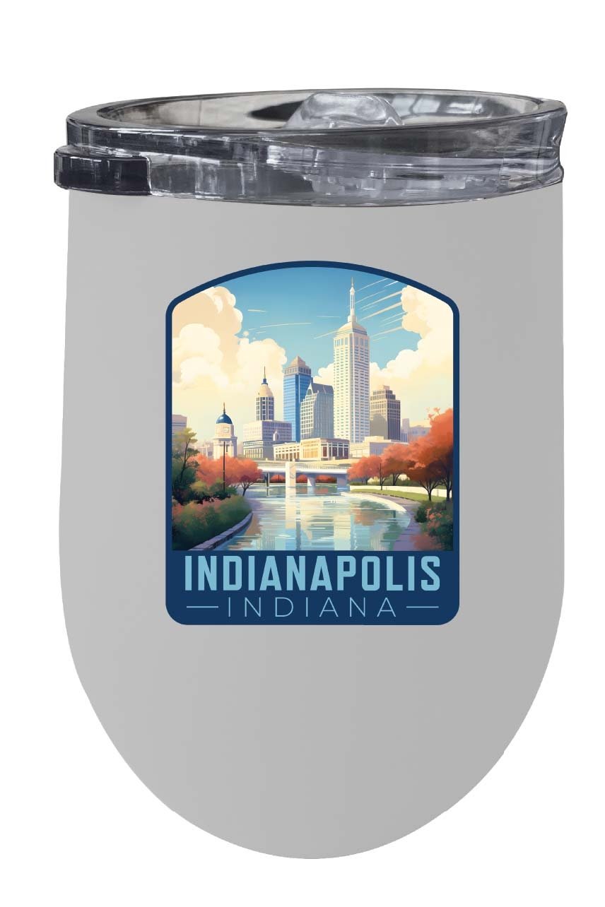 Indianapolis Indiana Design A Souvenir 12 oz Insulated Wine Stainless Steel Tumbler Image 1